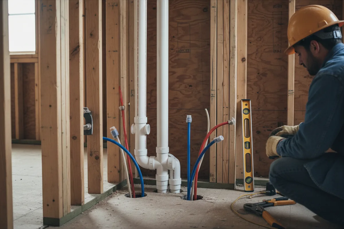 Drain and supply rough-in during Garbage Disposal Repair in Forney
