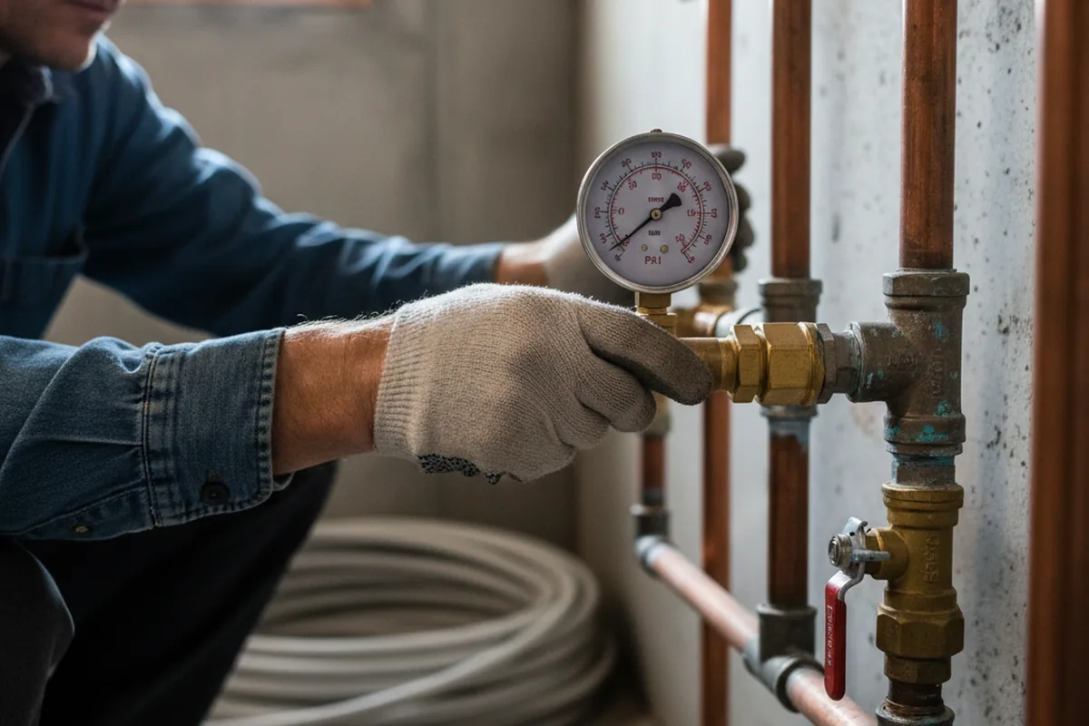 Pressure testing a repaired line during Water Line Repair in Forney