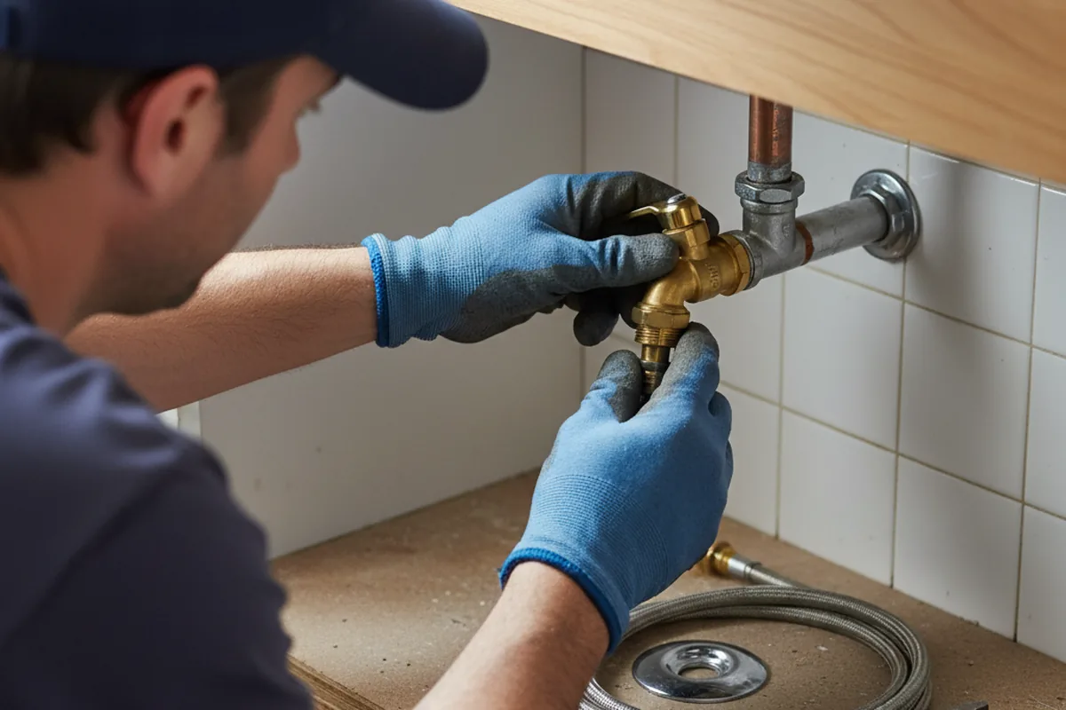 Shutoff valve and fitting work during Burst Pipe Repair in Forney